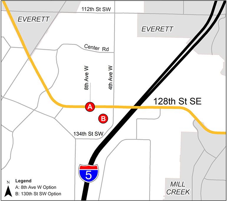 Map of location of two Mariner Station options